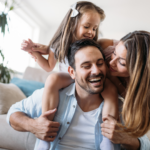 Family playing indoors