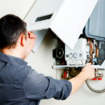 man fixing a boiler