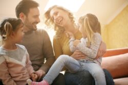 family playing indoors
